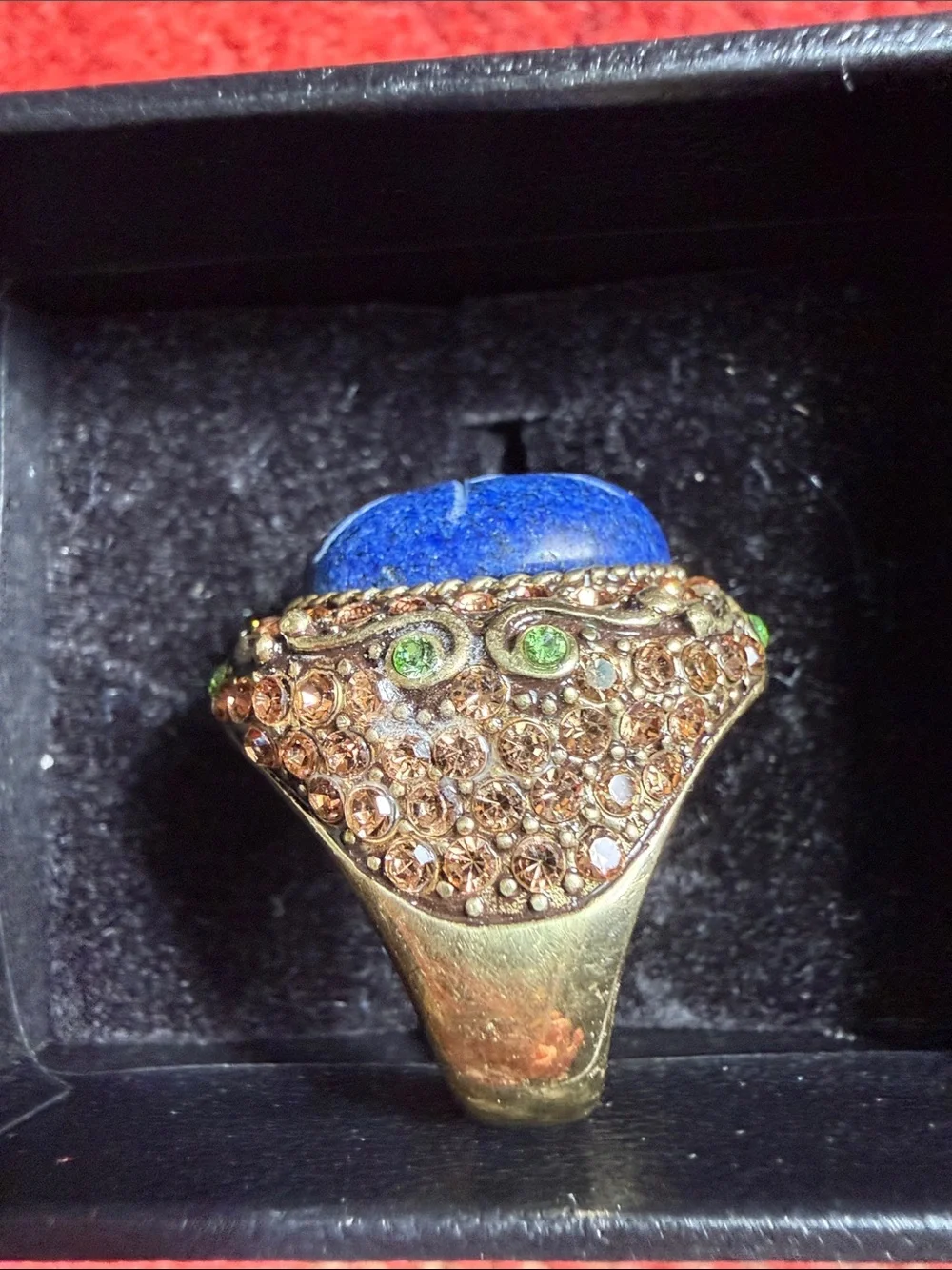 Heidi Daus Gold-Tone Ring with genuine lapis lazuli size 7